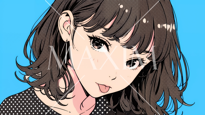 舌をちょっと出して（てへぺろ風）おどけている若い女性