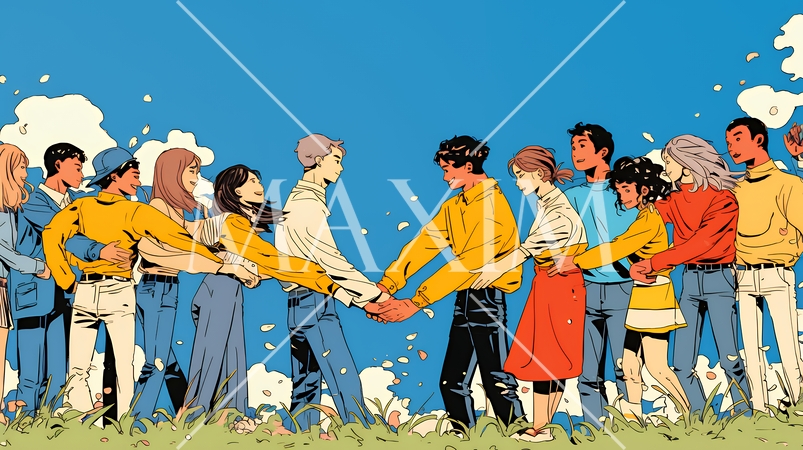 ダイバーシティ＆インクルージョンのビジネスコンセプト｜多様性と平等を表す企業PRイラスト