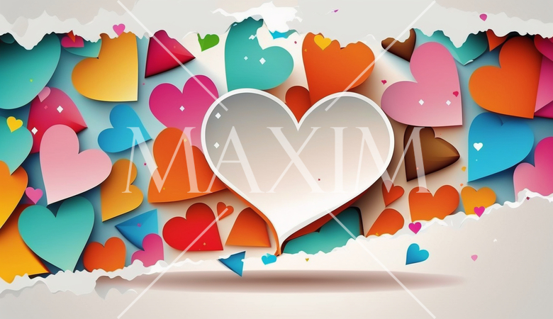 ハートがいっぱいのコピースペースのあるカラフルな背景