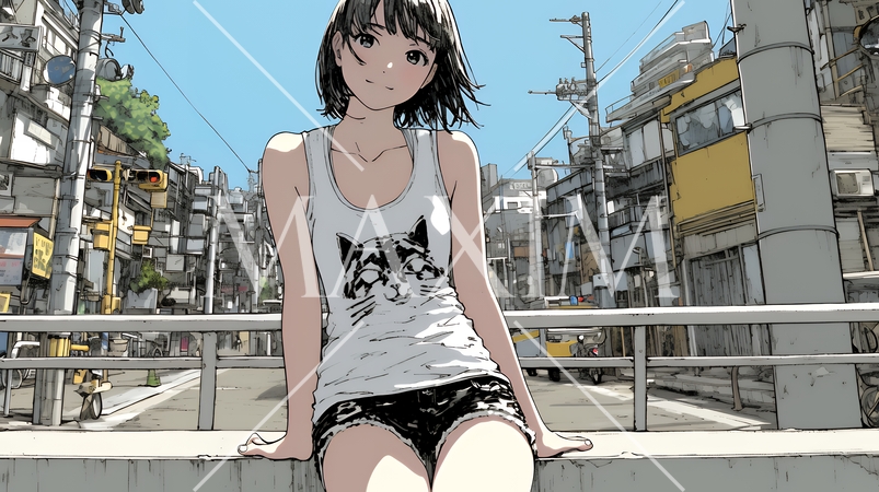 タンクトップを着た健康的な若い女性