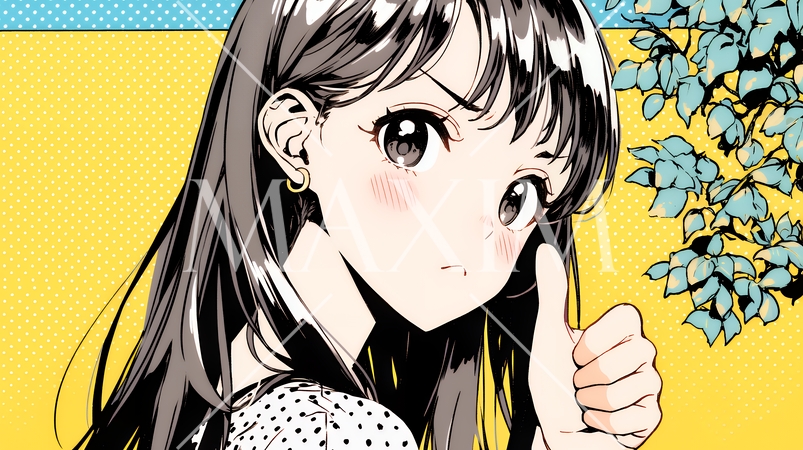 親指を立てて賛成の意思表示をしている若い女性