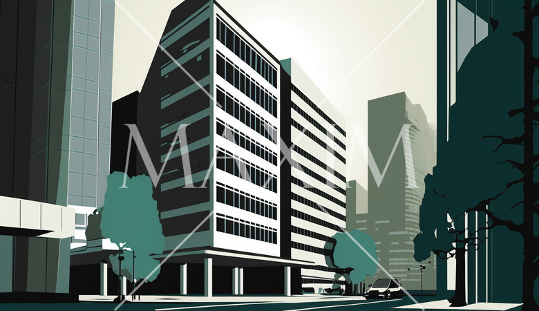 東京のオフィス街の街並みをポップアートで表現