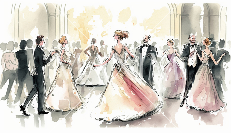 社交ダンス会場で踊る相手を探している人たち