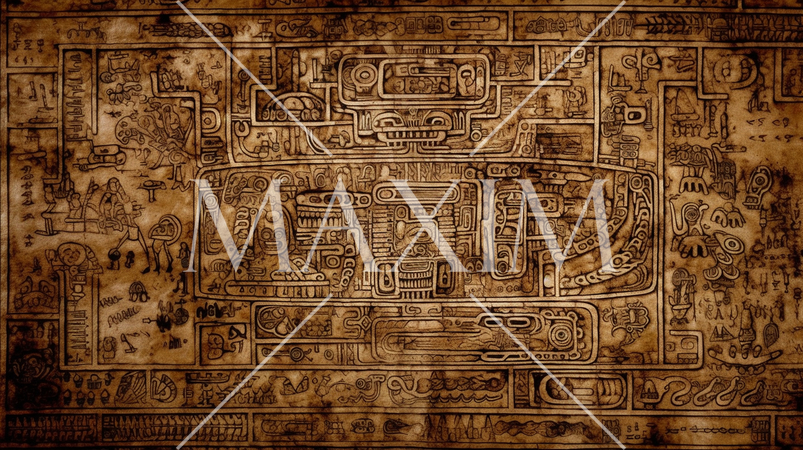 古代の壁画の背景：災害の様子を表したとされる（フェイク）