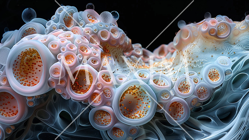 火星とかにいそうな架空の微生物の顕微鏡画像
