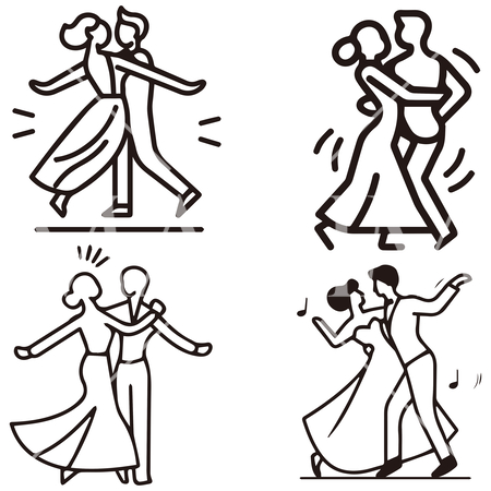 社交ダンスの線画シンボル（ピクトグラム）