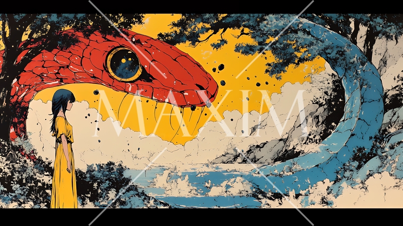 年賀状用のポップなヘビのイラスト