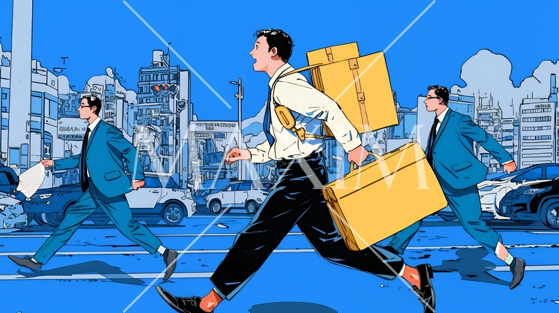 定時退社で帰宅を喜ぶ会社員｜ワークライフバランスと働き方改革のビジネスイメージ