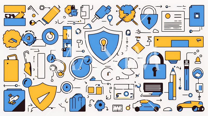 サイバーセキュリティ対策の重要性｜ロックとシールドで守る情報保護のビジネスバナー素材