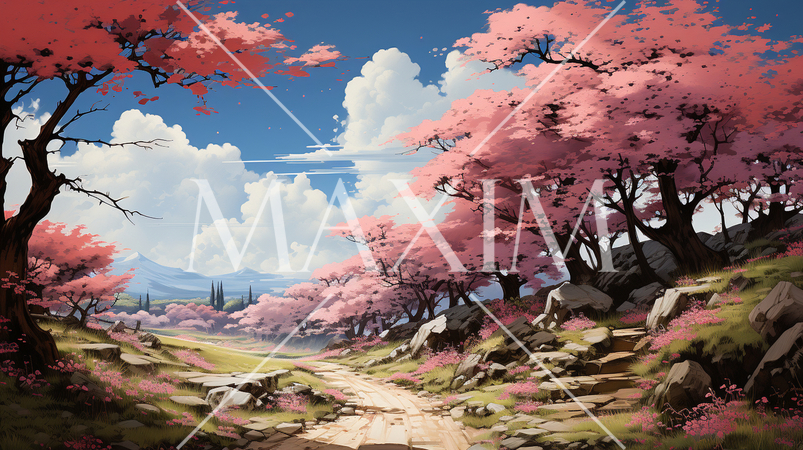 桃源郷：桃・梅・桜の花が咲き乱れる里