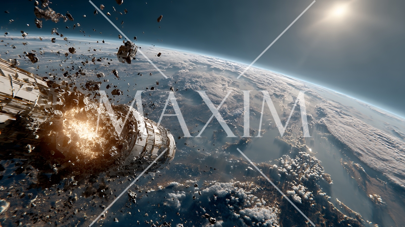 デブリと衝突して破損した人工衛星