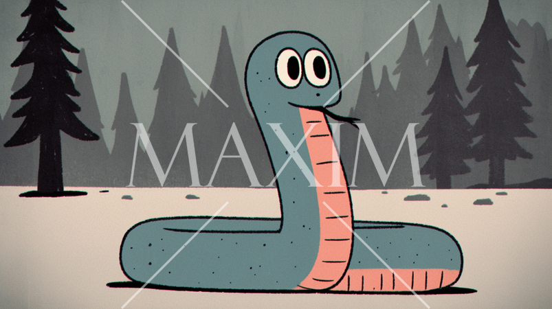 真冬の森に現れた大蛇