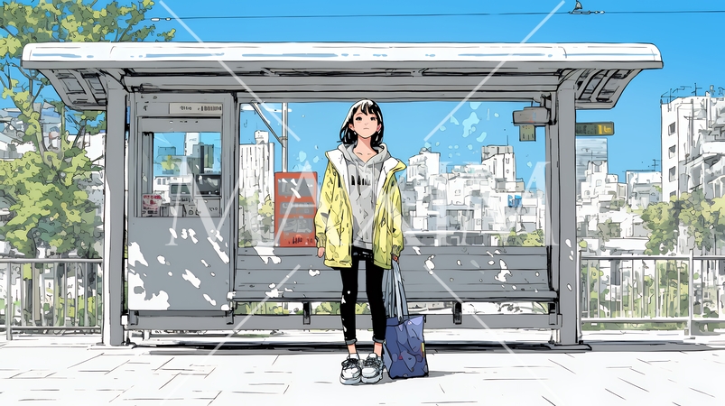 一人旅の旅先、街角で足を止めて道を確かめる若い女性