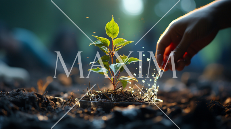 再生と希望：新しい木の芽が未来に向けて伸びようとしている