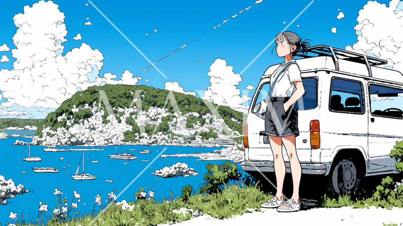 南国の白い砂浜と青い海と青い空