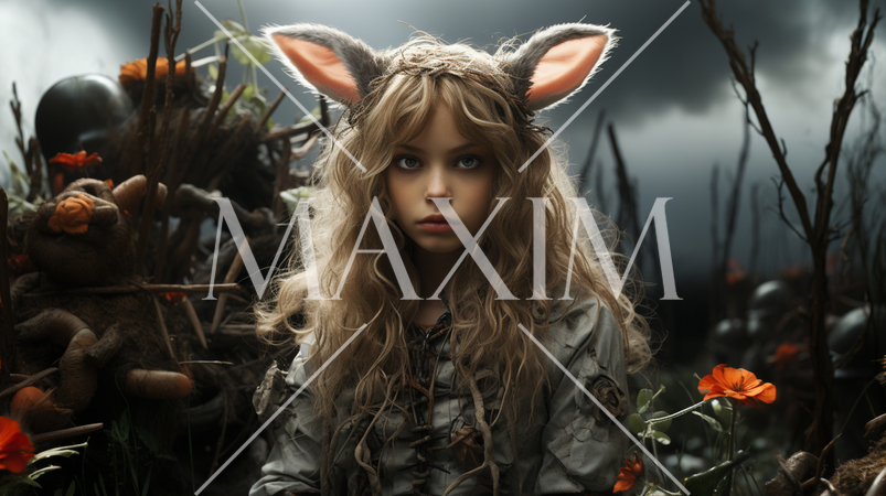 バニーガール：ウサギ耳をつけたエルフのような女の子