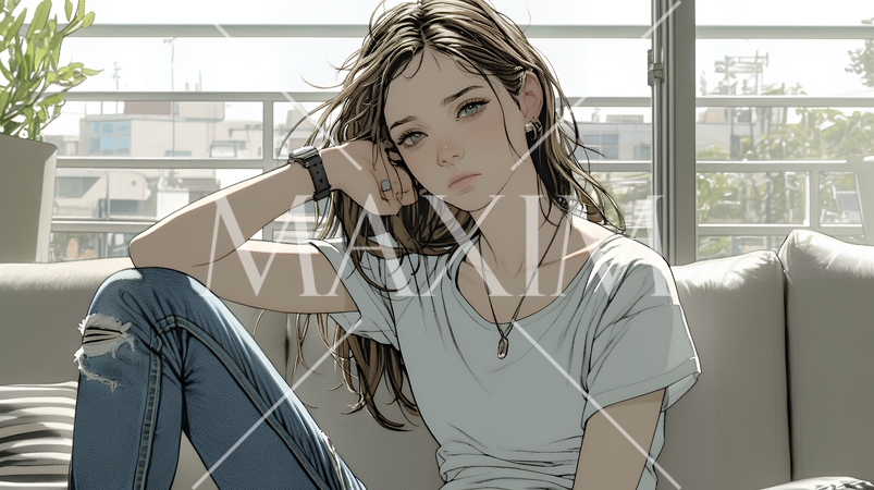 腹痛（生理痛）に苦しむ若い女性