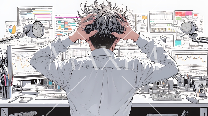 金融市場の急激な変動で頭を抱えている男性