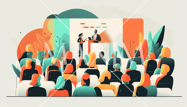 カンファレンスとイベント：業界カンファレンス、セミナー、トレードショー、展示会。