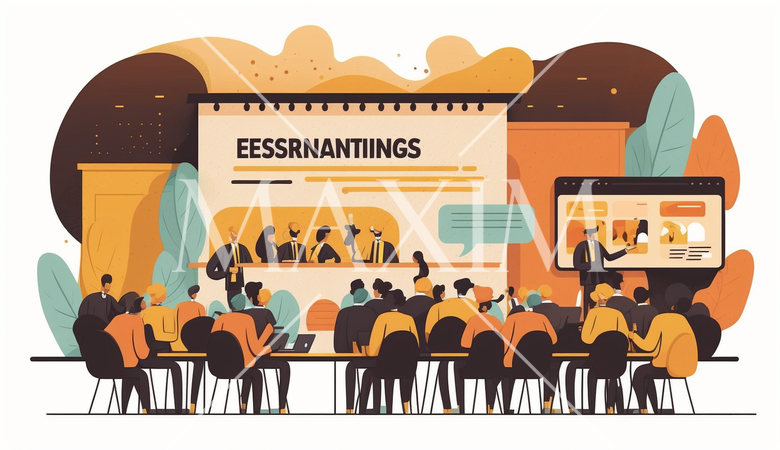 カンファレンスとイベント：業界カンファレンス、セミナー、トレードショー、展示会。