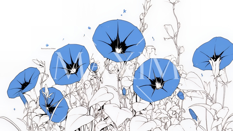 アサガオの花（シンプルな色使い）