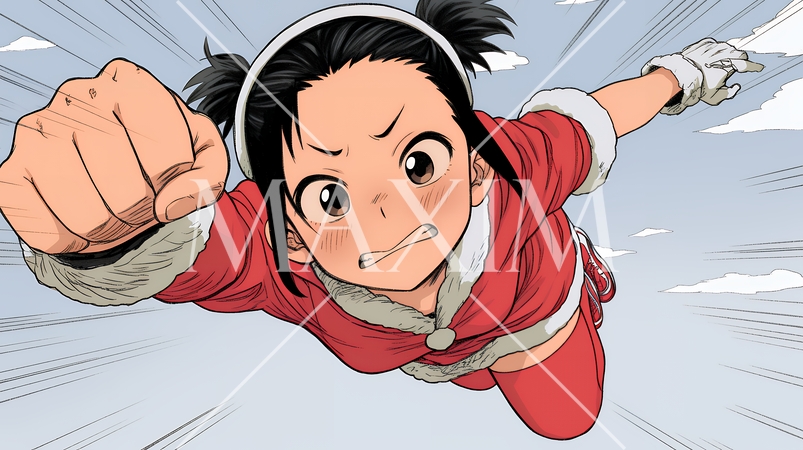 若い女性のサンタクロースが暴走している