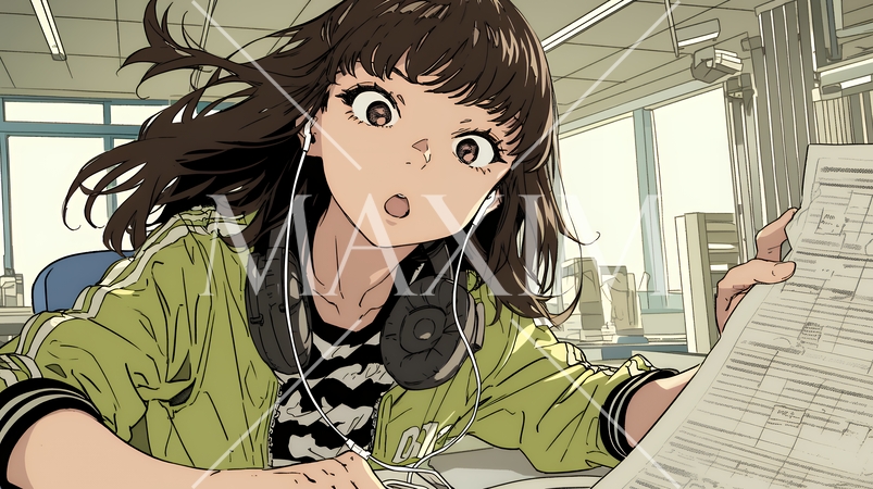 資料を見て驚いている若い女性