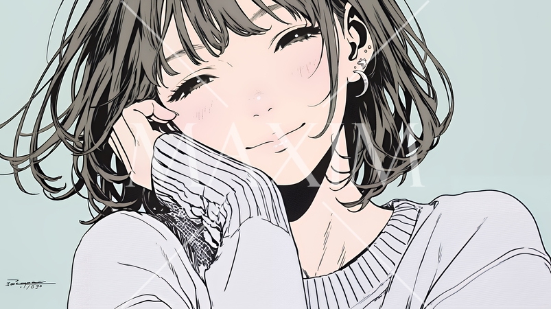 「うふふ」と微笑んでいる若い女性