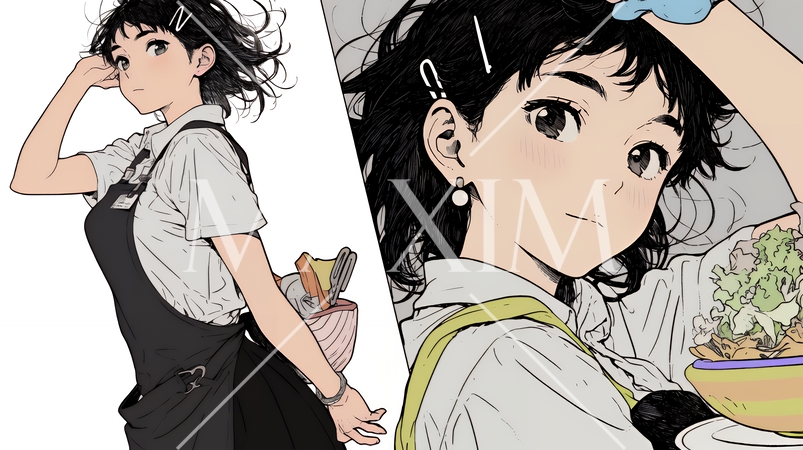 カジュアルレストランで働いている若いウェイトレス