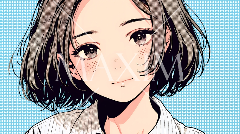 悲しげな目で微笑む（Smiling with sad eyes）若い女性