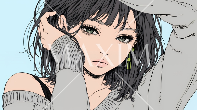 嫉妬の表情を浮かべる若い女性