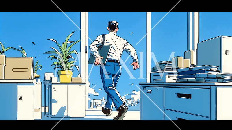 定時退社で帰宅を喜ぶ会社員｜ワークライフバランスと働き方改革のビジネスイメージ