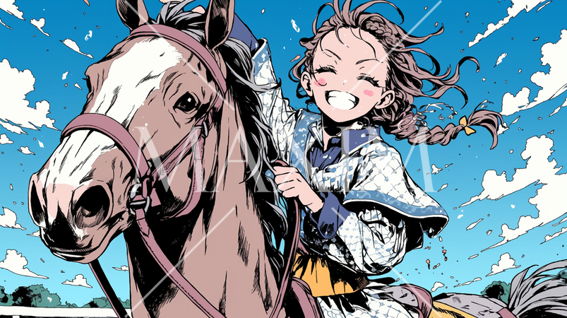 乗馬をしている若い女性