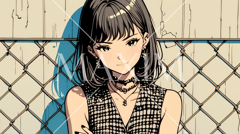 意地悪そうな（攻撃的な）顔をしている若い女性