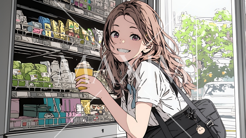 コンビニで新作スイーツを物色中の若い女性