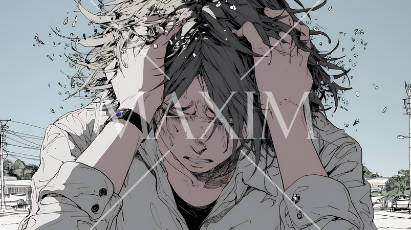 悔しがっている男性：一人座り、後悔と苛立ちをあらわにする苦悩した男性