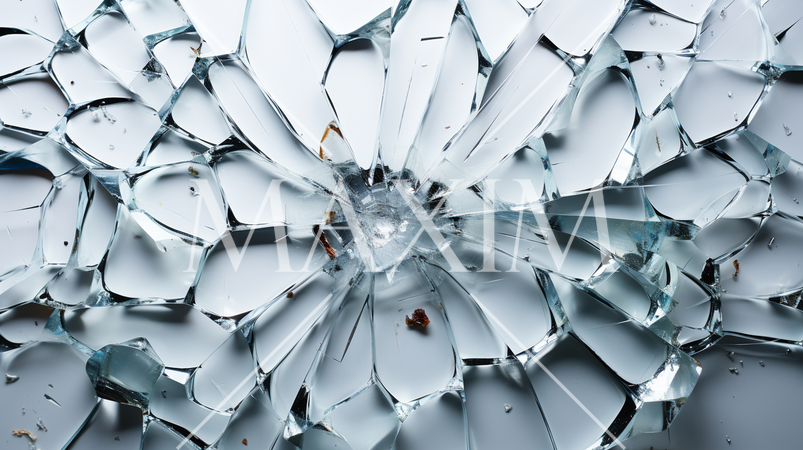 ガラスにできた弾痕：精緻CG