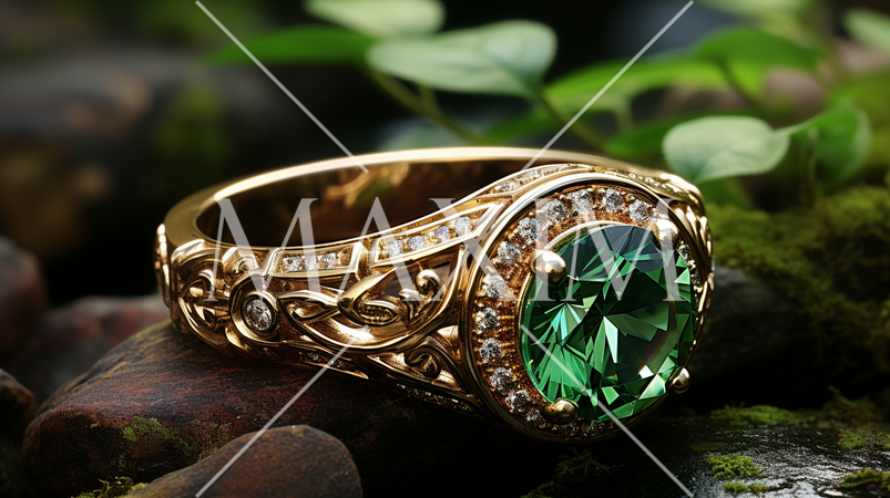 豪華なエメラルドの指輪