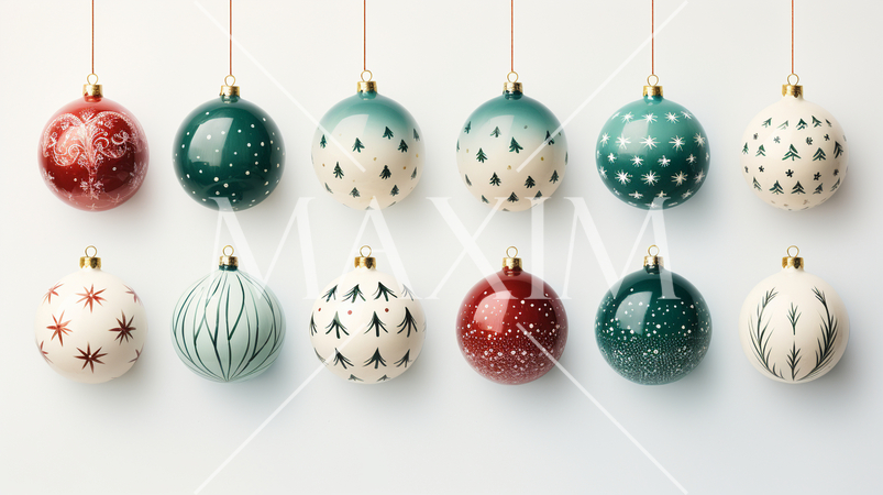 クリスマスツリーのオーナメント（飾り付け）の手書き風アイコンのリファレンスシート