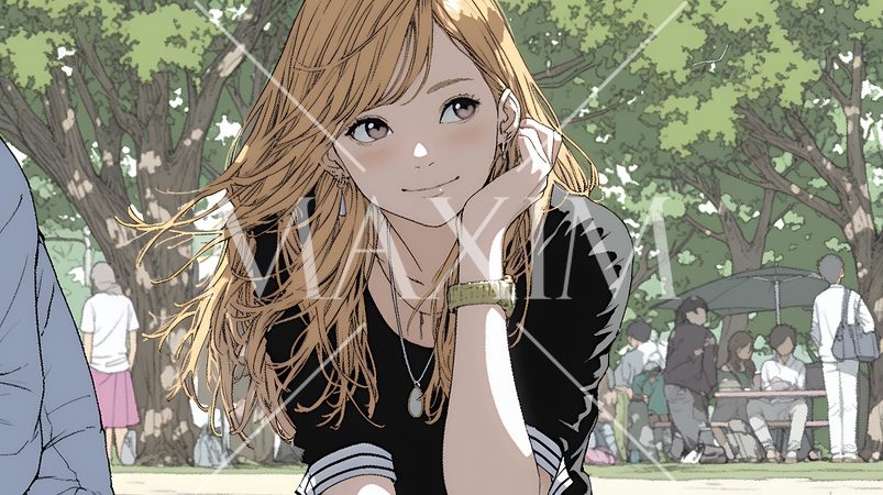 恥ずかしがって顔を赤らめている女性（異性を意識して？）