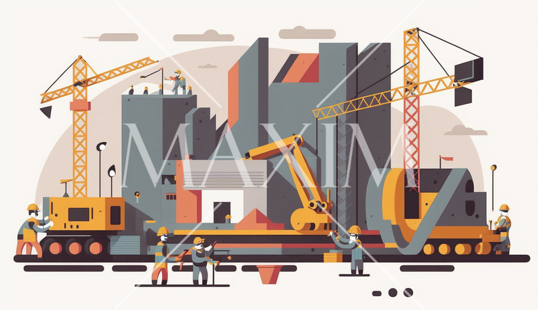 都心のビル建設現場、プロジェクト管理。