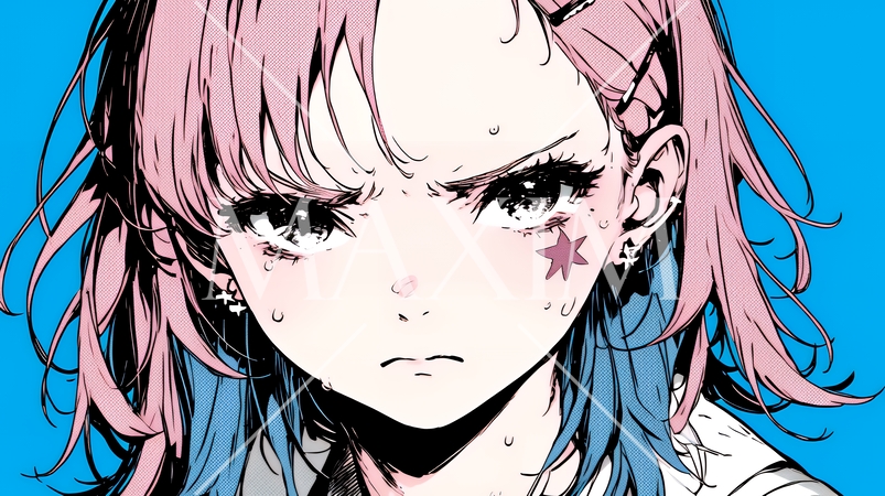 口と顔を歪めて嫌な感情を表している若い女性