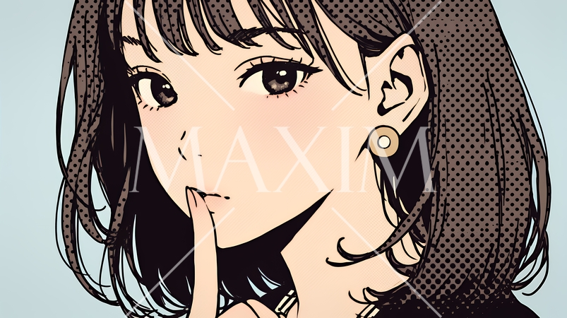 指を唇に当てて「シーShh」というジェスチャーをしている女性