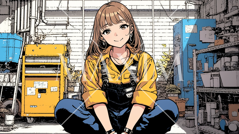 肉体労働をしている若い女性