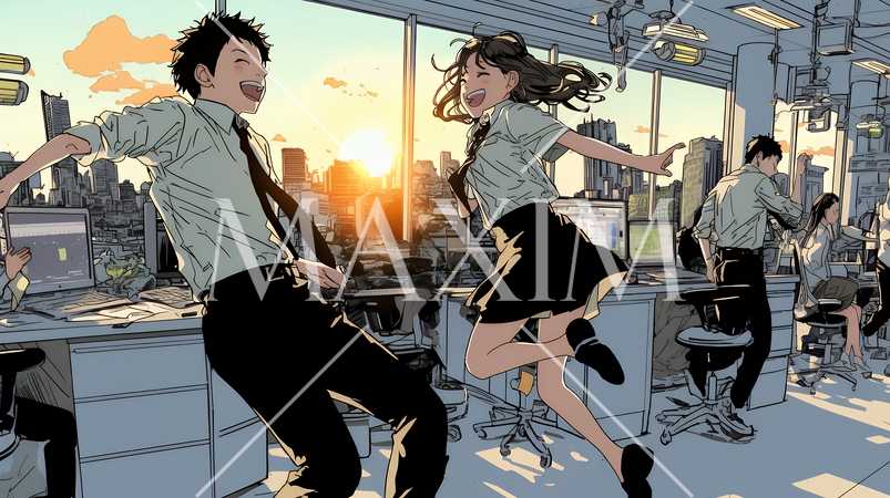 仕事の成功を心から喜んでいるビジネスパーソン