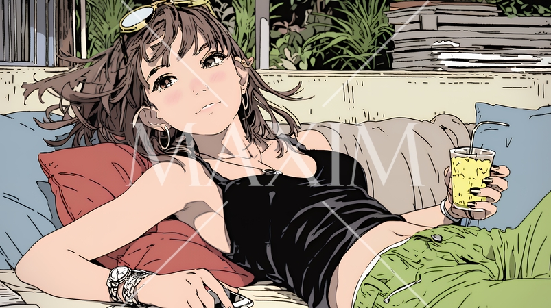 キャミソール姿の若い女性  /  Young Woman in a Camisole Top