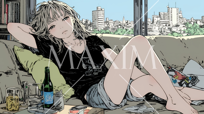 家で一人で酒を飲んで酔いつぶれた女性