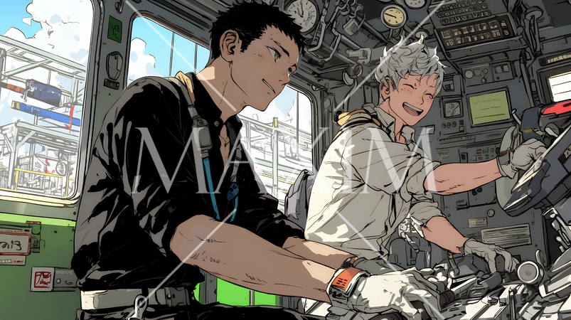 OJT：工場環境で機械の操作方法をチームメンバーに集中した表情で教える監督者