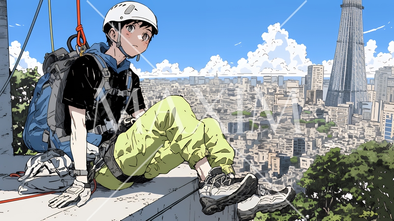 高所で作業をしている男性作業員