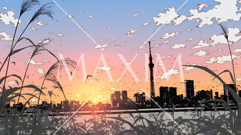 大都会の日没（日の出）とランドスケープ